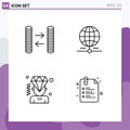 Mobile Interface Line Set of 4 Pictograms of cash, man, earth, data, membership Royalty Free Stock Photo