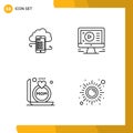 Mobile Interface Line Set of 4 Pictograms of cloudstorage, video, clouds, safety, ring Royalty Free Stock Photo