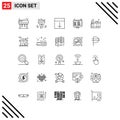 25 Creative Icons Modern Signs and Symbols of gift, html, arrange, coding, page