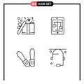 Mobile Interface Line Set of 4 Pictograms of gift, online, present, internet, tools