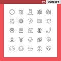 Modern Set of 25 Lines and symbols such as park, slider, figure, park slider, night