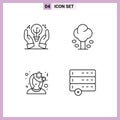 Mobile Interface Line Set of 4 Pictograms of protected ideas, avatar, hand, green, flower