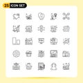 Set of 25 Modern UI Icons Symbols Signs for talent, user, hat, idea, creativity