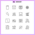 Mobile Interface Outline Set of 16 Pictograms of danger, back, screen, up, lab Royalty Free Stock Photo