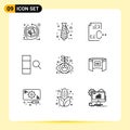 Mobile Interface Outline Set of 9 Pictograms of marketing, finance, develop, business, data