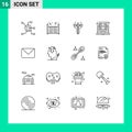 16 Universal Outline Signs Symbols of youtube, online, sleep, learning, screw Royalty Free Stock Photo