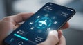 Digital Mobile Application Interface for Smart Travel Planning and Flight Information Management Royalty Free Stock Photo