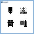 Mobile Interface Solid Glyph Set of 4 Pictograms of achievement, transport, medal, catholic, van