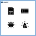 Mobile Interface Solid Glyph Set of Pictograms of arrow, globe, graph, sport, cleaning Royalty Free Stock Photo