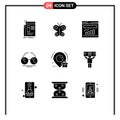 Mobile Interface Solid Glyph Set of 9 Pictograms of birthday, view, spring, eye, web Royalty Free Stock Photo