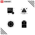 Mobile Interface Solid Glyph Set of 4 Pictograms of box, life, shopping, error, lifesaver Royalty Free Stock Photo