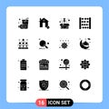 Universal Icon Symbols Group of 16 Modern Solid Glyphs of business, toy, box, counter, product growth Royalty Free Stock Photo