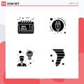 4 User Interface Solid Glyph Pack of modern Signs and Symbols of calendar, employee, sale advertisement, plug, user