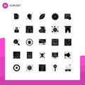 Mobile Interface Solid Glyph Set of 25 Pictograms of calender, exit, ball, delete, cancel