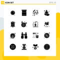 16 Thematic Vector Solid Glyphs and Editable Symbols of candle, happy baby, activities, easter, baby