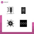 Mobile Interface Solid Glyph Set of Pictograms of city, elearning, smart, read, dividends