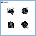 Mobile Interface Solid Glyph Set of Pictograms of cloud, report, about, information, tick