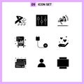 Set of 9 Modern UI Icons Symbols Signs for computers, file, user, list, chart