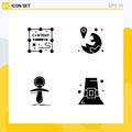 Mobile Interface Solid Glyph Set of Pictograms of content, baby, design, map, newbie