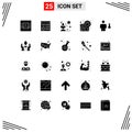 25 Universal Solid Glyph Signs Symbols of degrees, avatar, direct, pin, location