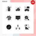 9 Thematic Vector Solid Glyphs and Editable Symbols of education, crypto currency, controller, crypto, iota Royalty Free Stock Photo