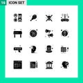 Mobile Interface Solid Glyph Set of 16 Pictograms of gymnastics, connection, success, wifi, modem