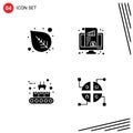 Mobile Interface Solid Glyph Set of 4 Pictograms of leaf, conveyor belt, dashboard, chart, production line