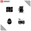 Mobile Interface Solid Glyph Set of 4 Pictograms of location, gift, drag, ui, nature