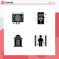 4 User Interface Solid Glyph Pack of modern Signs and Symbols of news, train, tv, jewelry, complication