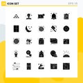 Pack of 25 Modern Solid Glyphs Signs and Symbols for Web Print Media such as notification, alert, female, hardware, electronics