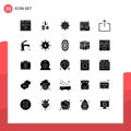 Mobile Interface Solid Glyph Set of 25 Pictograms of online, email, analysis, browser, manager