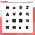 Solid Glyph Pack of 16 Universal Symbols of spring, nature, education, cactos, home Royalty Free Stock Photo