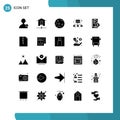 Mobile Interface Solid Glyph Set of 25 Pictograms of user, secure, moon, gdpr, management Royalty Free Stock Photo