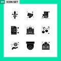 Pack of 9 Modern Solid Glyphs Signs and Symbols for Web Print Media such as work, share, food, file, financial