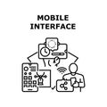 Mobile Interface Vector Concept Black Illustration