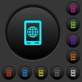 Mobile internet dark push buttons with color icons