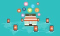 Mobile internet shopping on line vector background