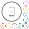 Mobile iris scanner flat icons with outlines