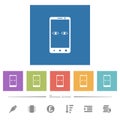Mobile iris scanner flat white icons in square backgrounds