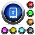 Mobile learning round glossy buttons Royalty Free Stock Photo