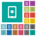 Mobile learning square flat multi colored icons Royalty Free Stock Photo