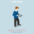 Mobile lifestyle flat 3d web isometric infographic concept