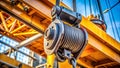 Mobile Lifting Crane Pulley System Detailed View of a Critical Component in Heavy Lifting Operations