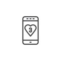 Mobile like notification outline icon