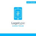 Mobile, Mail, Id, Phone, Blue Solid Logo Template. Place for Tagline