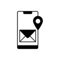 Mobile mail location Glyph Vector Icon that can easily edit or modify