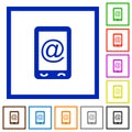 Mobile mailing flat framed icons