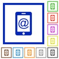 Mobile mailing flat framed icons