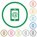 Mobile mailing flat icons with outlines