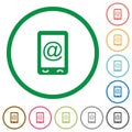 Mobile mailing flat icons with outlines